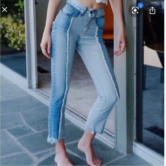 Revice Denim Ziggy Two Tone Frayed Hems Jeans sz 26 - Picture 1 of 7